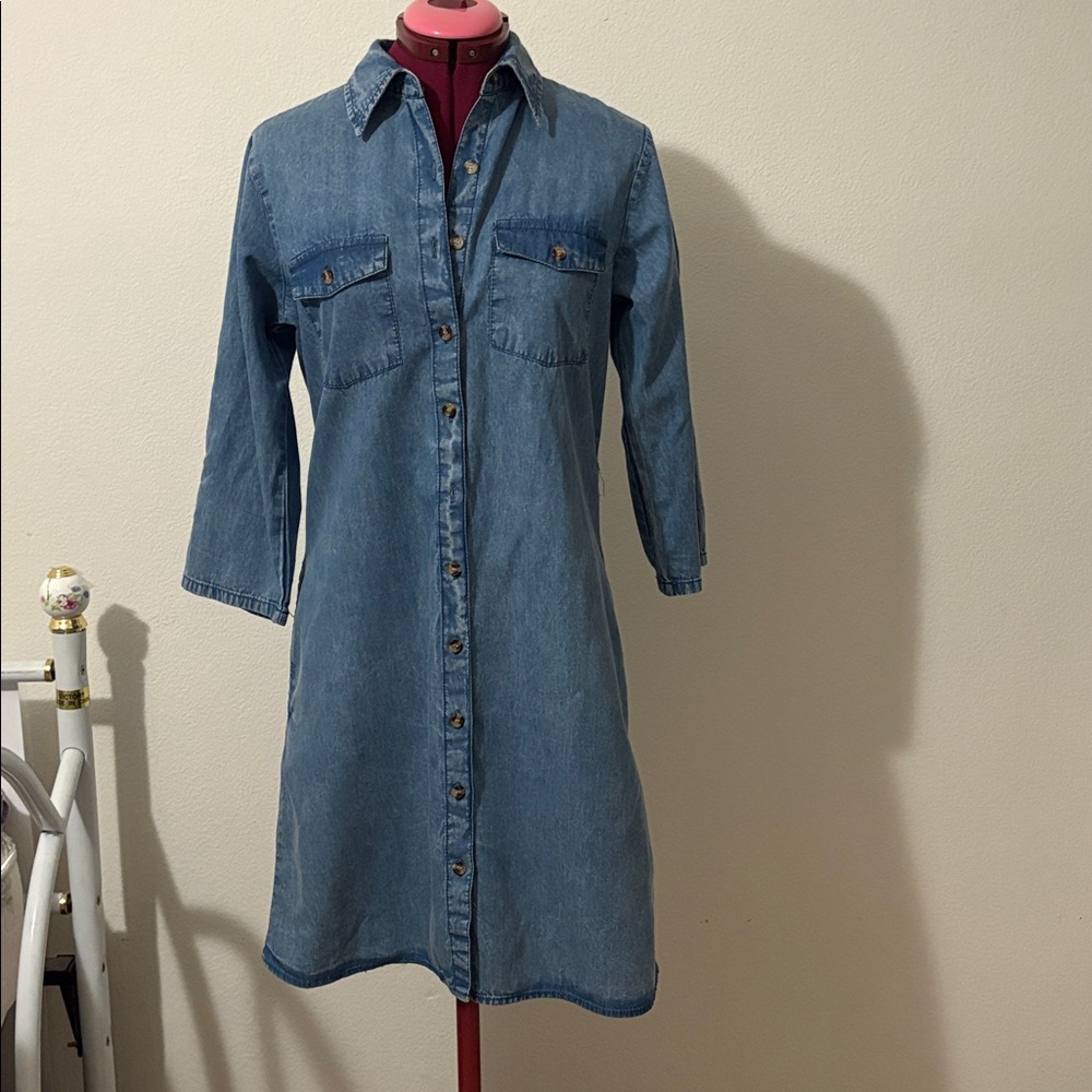 Speed Limit MPH Small Denim Button-Up Dress 100% cotton Made in India 4 pockets